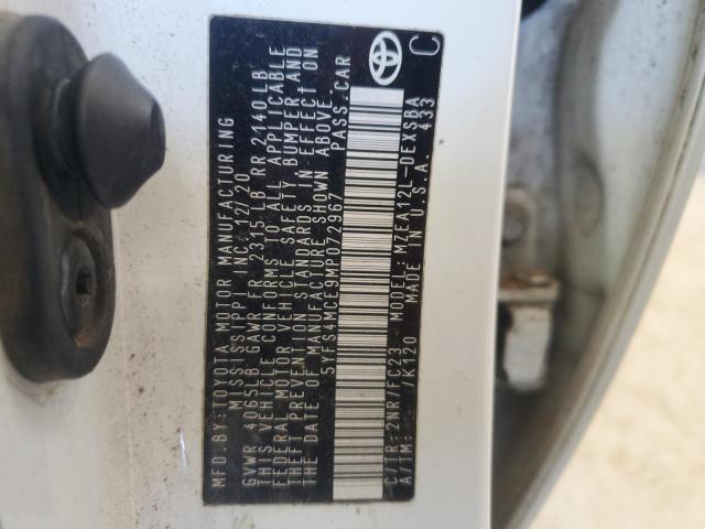 5YFS4MCE9MP072967 - 2021 TOYOTA COROLLA SE 白色 照片 13