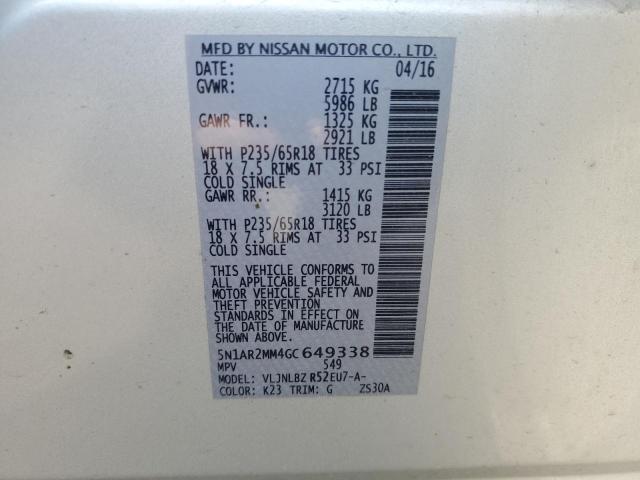 5N1AR2MM4GC649338 - 2016 NISSAN PATHFINDER S 银色 照片 14