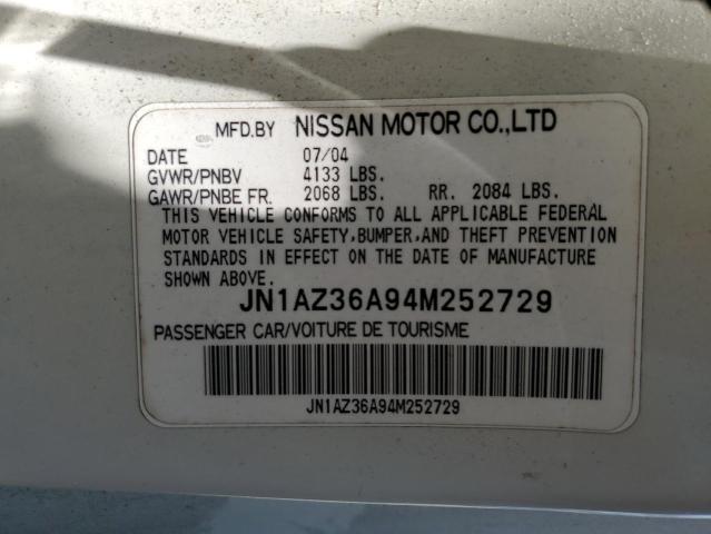 JN1AZ36A94M252729 - 2004 NISSAN 350Z ROADSTER WHITE photo 12