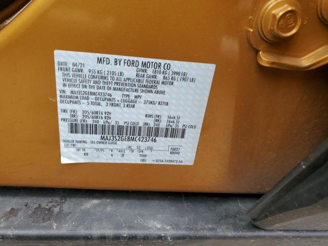 MAJ3S2GE8MC423746 - 2021 FORD ECOSPORT SE Orange photo 13