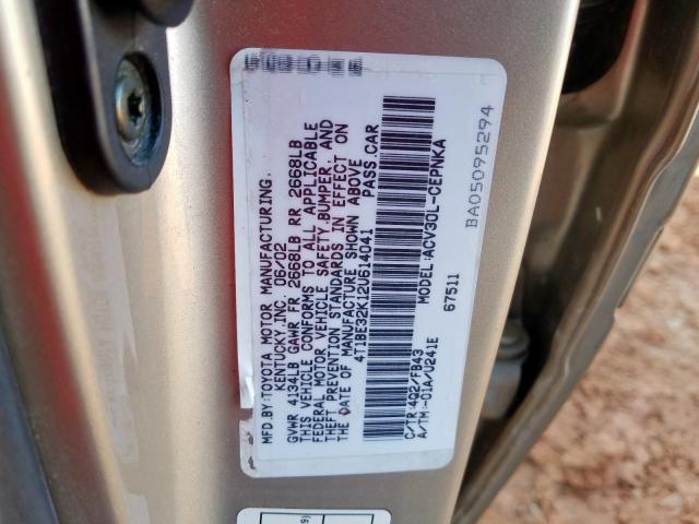 4T1BE32K12U614041 - 2002 TOYOTA CAMRY LE  photo 10