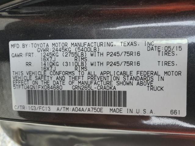 5TFTU4GN1FX084680 - 2015 TOYOTA TACOMA PRERUNNER ACCESS CAB CHARCOAL photo 12