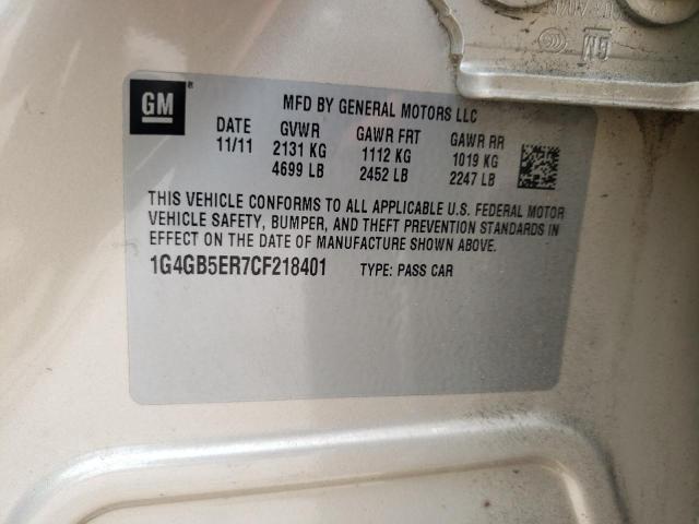 1G4GB5ER7CF218401 - 2012 BUICK LACROSSE CONVENIENCE 金色 照片 12