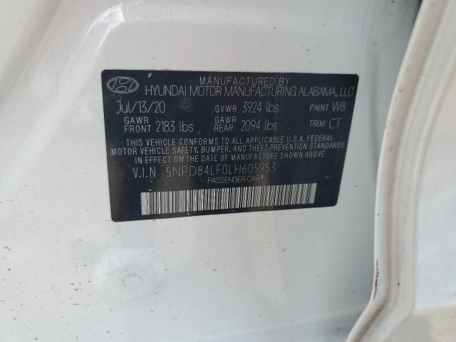 5NPD84LF0LH605953 - 2020 HYUNDAI ELANTRA SEL WHITE photo 12