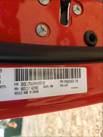 2B3CJ7DW1AH103718 - 2010 DODGE CHALLENGER SRT-8 RED photo 10