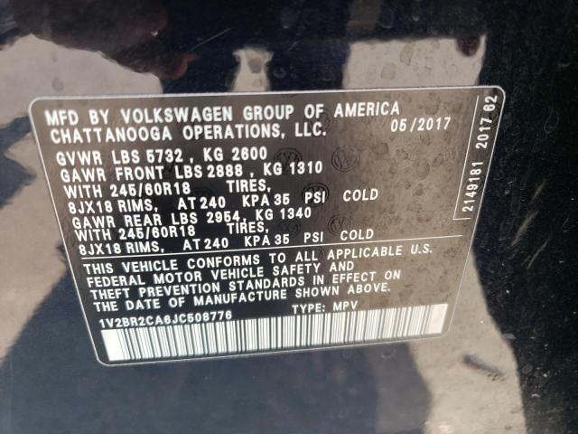 1V2BR2CA6JC508776 - 2018 VOLKSWAGEN ATLAS BLACK photo 14