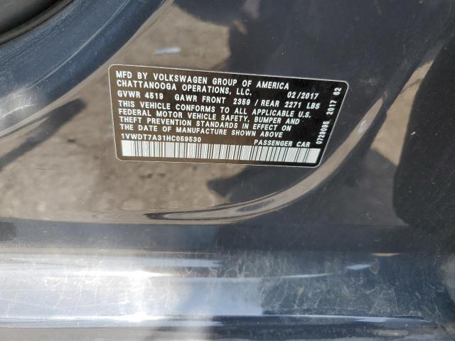 1VWDT7A31HC059530 - 2017 VOLKSWAGEN PASSAT R-LINE Boz foto 12