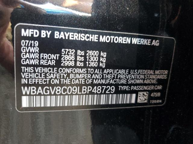 WBAGV8C09LBP48729 - 2020 BMW M850XI BLACK photo 13