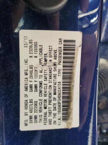 19UUA9F54DA004706 - 2013 ACURA TL TECH BLUE photo 12