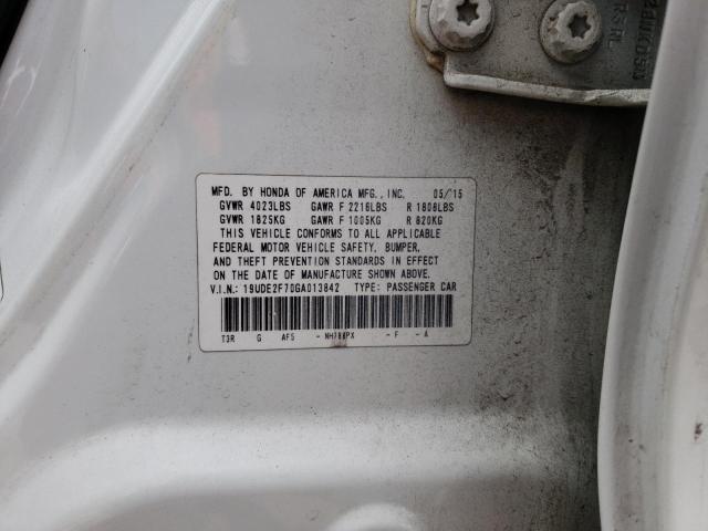 19UDE2F70GA013842 - 2016 ACURA ILX PREMIUM TECH თეთრი ფოტო 12