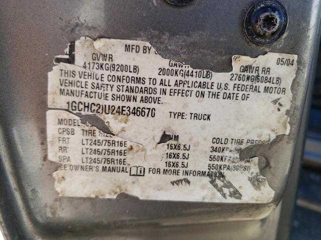 1GCHC29U24E346670 - 2004 CHEVROLET SILVERADO C2500 HEAVY DUTY CHARCOAL photo 12