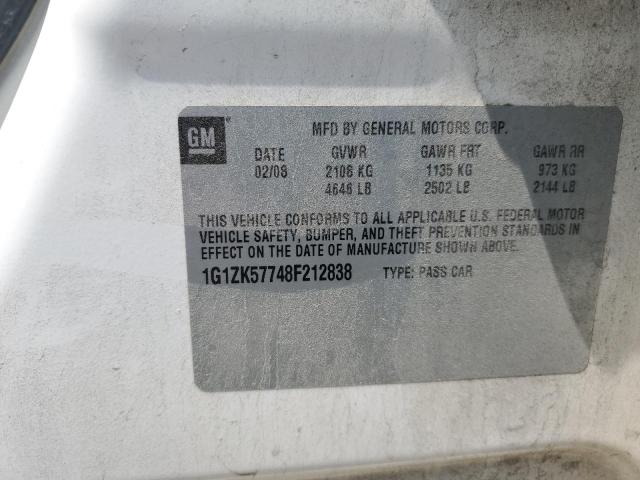 1G1ZK57748F212838 - 2008 CHEVROLET MALIBU LTZ თეთრი ფოტო 12