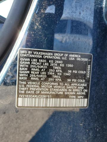 1V21E2CAXLC226151 - 2020 VOLKSWAGEN ATLAS CROS SE Bleu photo 14