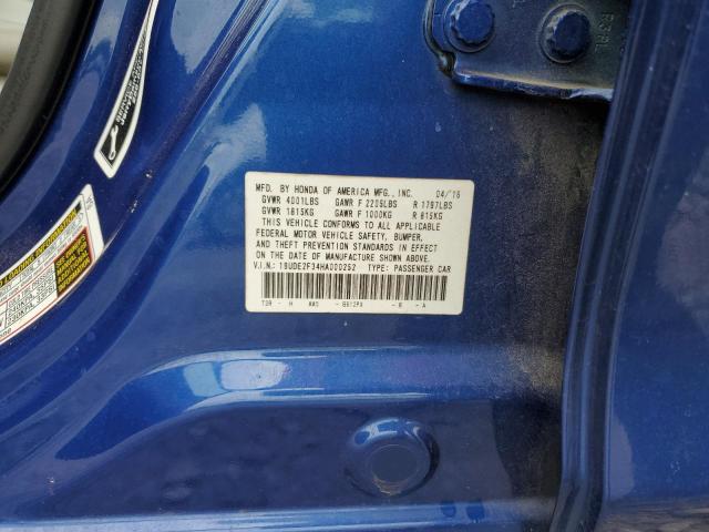 19UDE2F34HA000252 - 2017 ACURA ILX BASE WATCH PLUS BLUE photo 12