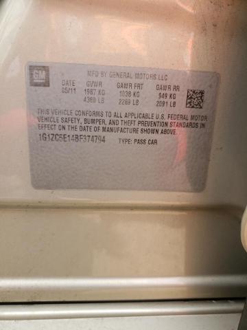 1G1ZC5E14BF374794 - 2011 CHEVROLET MALIBU 1LT TAN photo 12