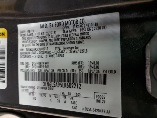 3LN6L5A95LR602212 - 2020 LINCOLN MKZ GRAY photo 12