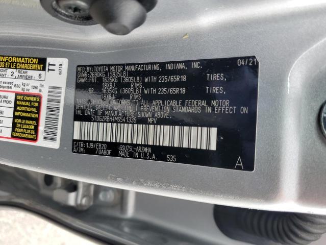 5TDGZRBH4MS541339 - 2021 TOYOTA HIGHLANDER XLE SILVER photo 13