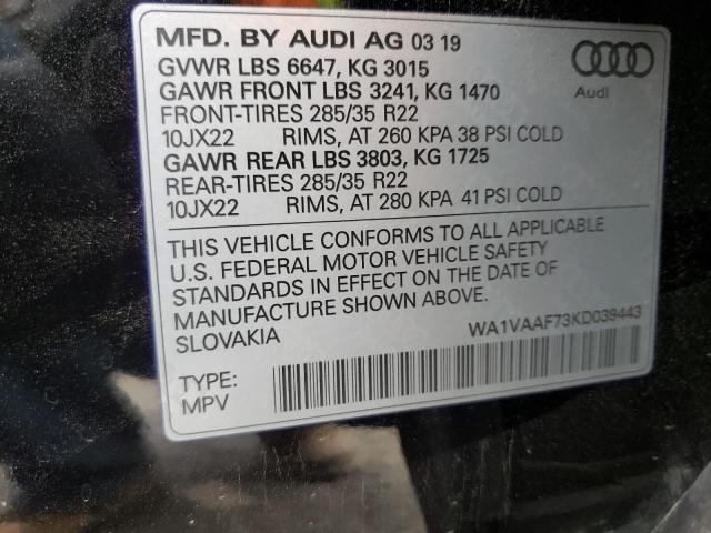 WA1VAAF73KD039443 - 2019 AUDI Q7 PRESTIGE BLACK photo 13