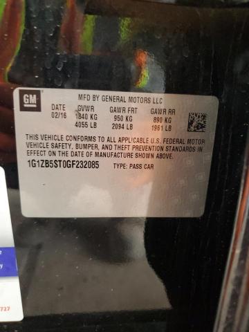 1G1ZB5ST0GF232085 - 2016 CHEVROLET MALIBU LS BLACK photo 12