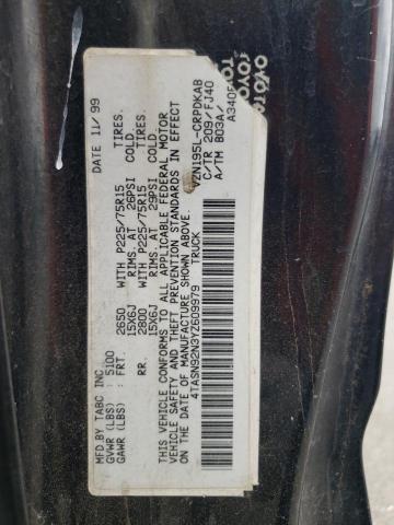 4TASN92N3YZ609979 - 2000 TOYOTA TACOMA XTRACAB PRERUNNER შავი ფოტო 12