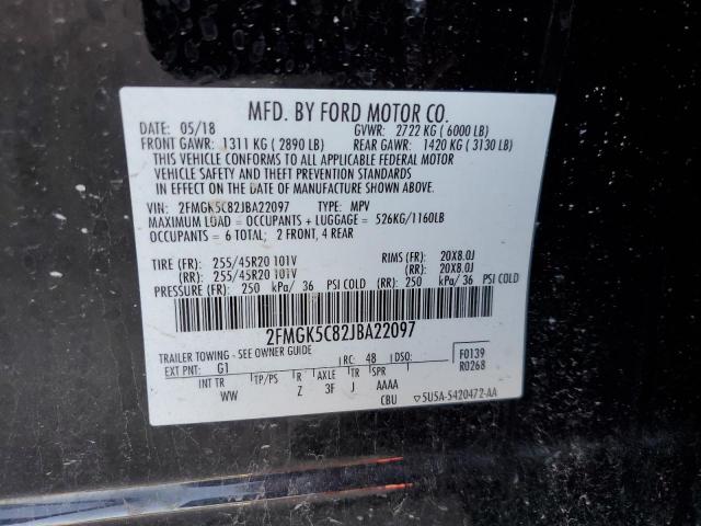 2FMGK5C82JBA22097 - 2018 FORD FLEX SEL BLACK photo 13