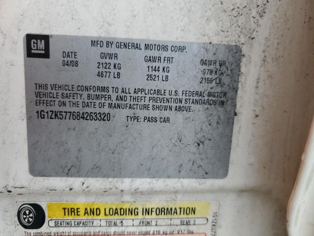 1G1ZK577684263320 - 2008 CHEVROLET MALIBU LTZ WHITE photo 12