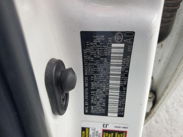 2T1BUEEXBC675033 - 2011 TOYOTA COROLLA BA WHITE photo 12