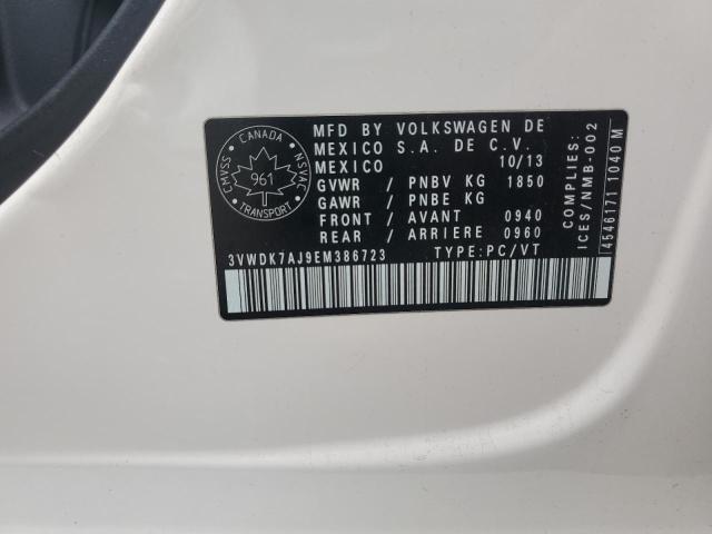 3VWDK7AJ9EM386723 - 2014 VOLKSWAGEN JETTA SE 白色 照片 12