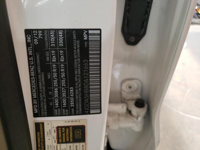 4JGDA5HB8DA121663 - 2013 MERCEDES-BENZ ML 350 4MATIC WHITE photo 13