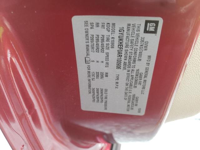 1GYUKHEF0AR100906 - 2010 CADILLAC ESCALADE ESV LUXURY RED photo 12