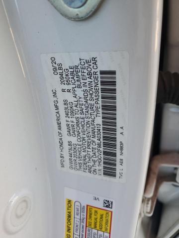 1HGCV2F98LA030413 - 2020 HONDA ACCORD TOURING 白色 照片 12