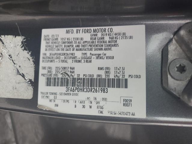 3FA6P0HR3DR261983 - 2013 FORD FUSION SE GRAY photo 12