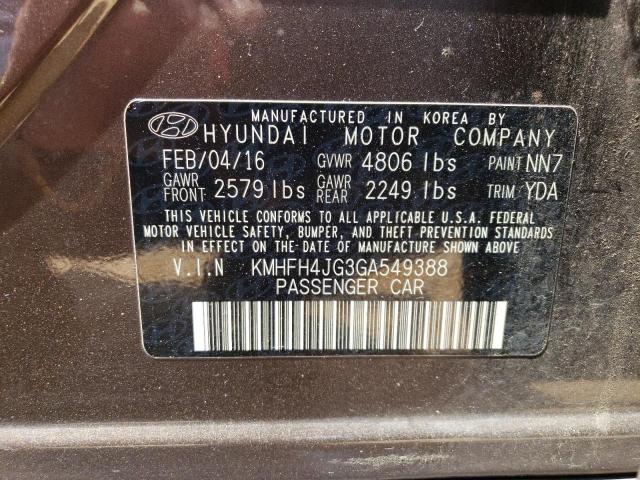 KMHFH4JG3GA549388 - 2016 HYUNDAI AZERA LIMITED GRAY photo 12