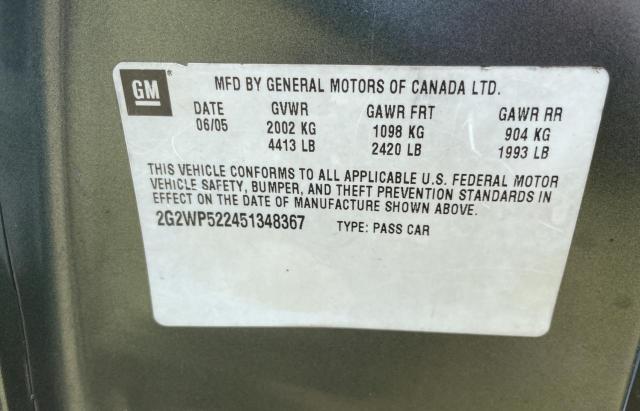 2G2WP522451348367 - 2005 PONTIAC GRAND PRIX 灰色 照片 10