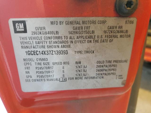 1GCEC14X37Z139393 - 2007 CHEVROLET SILVERADO C1500 CLASSIC Qırmızı foto 12