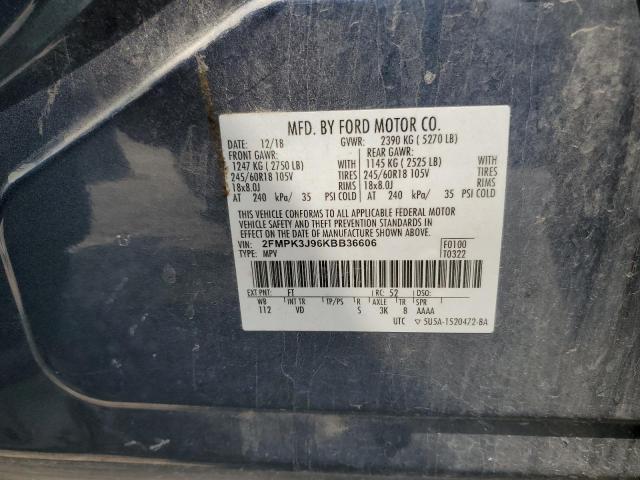 2FMPK3J96KBB36606 - 2019 FORD EDGE SEL ლურჯი ფოტო 13