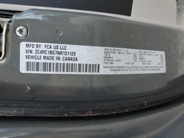 2C4RC1BG7NR131129 - 2022 CHRYSLER PACIFICA TOURING L GRAY photo 14