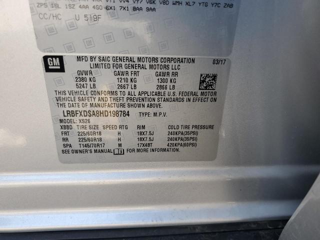 LRBFXDSA8HD198784 - 2017 BUICK ENVISION ESSENCE فضي صورة 12