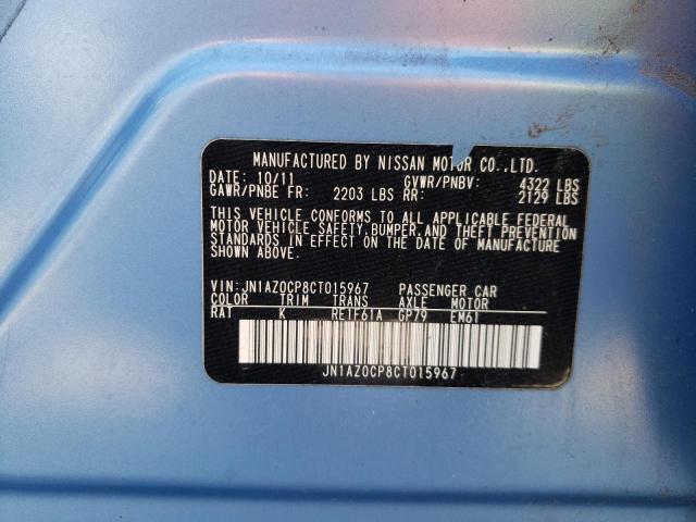 JN1AZ0CP8CT015967 - 2012 NISSAN LEAF SV BLUE photo 12