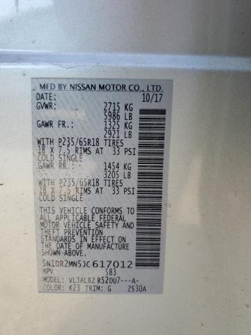 5N1DR2MN5JC617012 - 2018 NISSAN PATHFINDER S SILVER photo 13