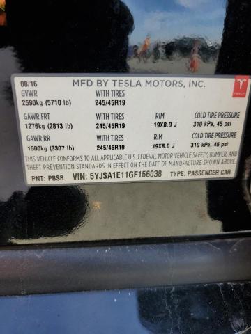 5YJSA1E11GF156038 - 2016 TESLA MODEL S BLACK photo 12