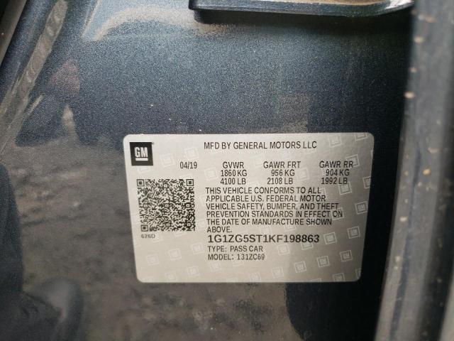 1G1ZG5ST1KF198863 - 2019 CHEVROLET MALIBU RS SILVER photo 12