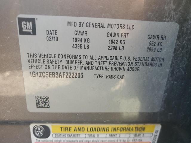 1G1ZC5EB3AF222206 - 2010 CHEVROLET MALIBU 1LT 灰色 照片 13