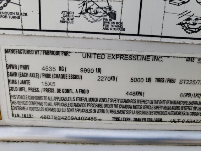 48BTE24209A107486 - 2009 UTILITY TRAILER Ağ foto 10