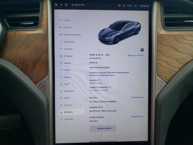 5YJSA1E21LF379912 - 2020 TESLA MODEL S 灰色 照片 9