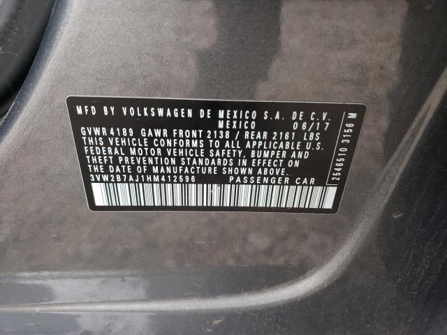 3VW2B7AJ1HM412596 - 2017 VOLKSWAGEN JETTA S GRAY photo 12