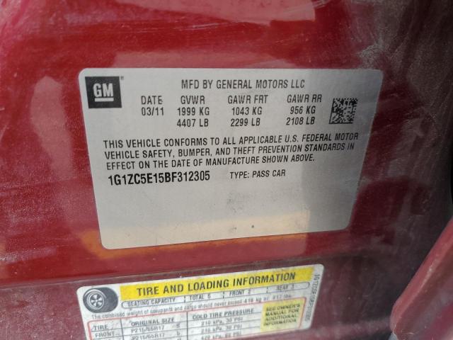 1G1ZC5E15BF312305 - 2011 CHEVROLET MALIBU 1LT 栗色 照片 12