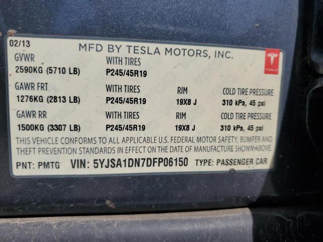 5YJSA1DN7DFP06150 - 2013 TESLA MODEL S GRAY photo 13