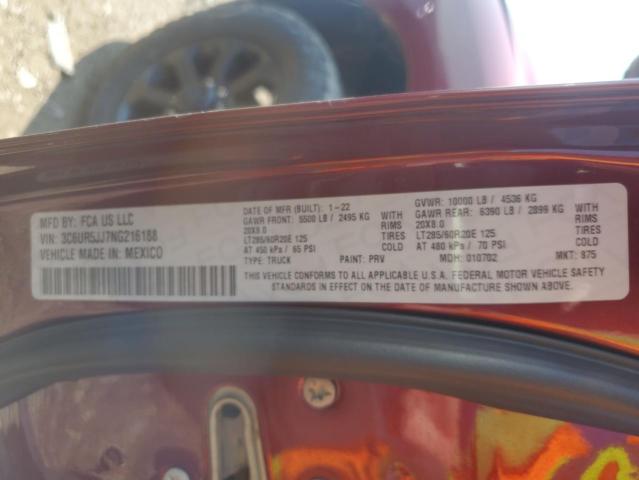 3C6UR5JJ7NG216188 - 2022 RAM 2500 BIG HORN/LONE STAR BURGUNDY photo 14