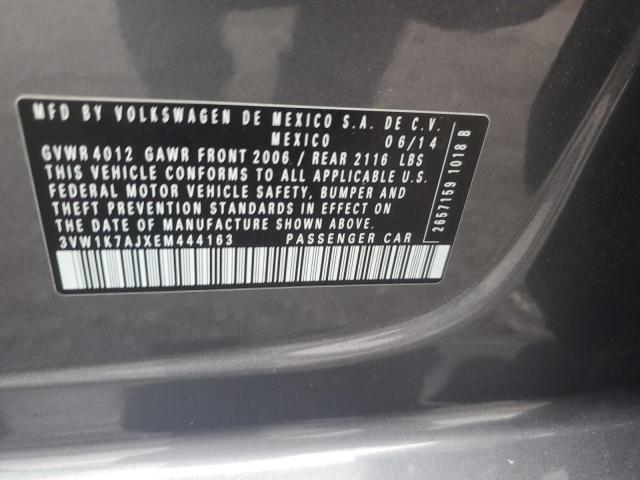 3VW1K7AJXEM444163 - 2014 VOLKSWAGEN JETTA BASE رمادي صورة 12